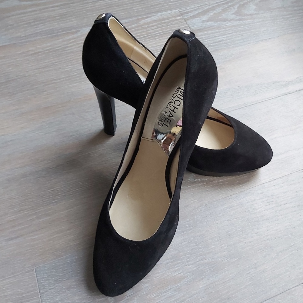 MICHAEL KORS Black Suede Leather Heels